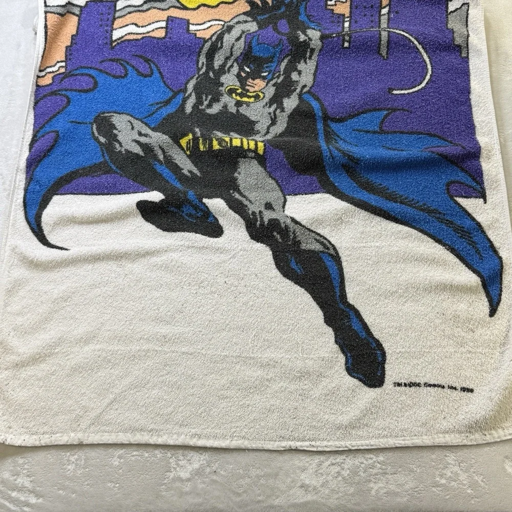 Vintage Batman Beach Towel 1989 DC Comics Large Graphic Cotton 26.5 x 50.5
